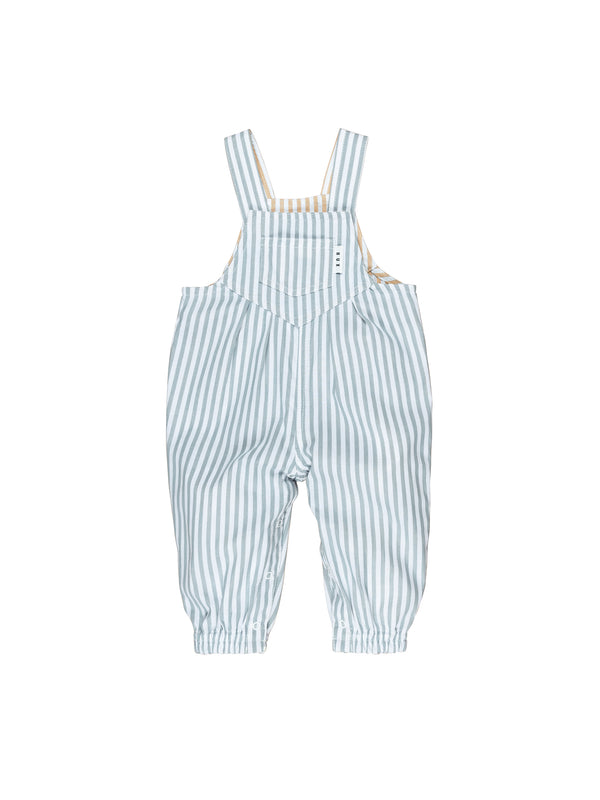 Huxbaby summer stripe reversible overall in blue