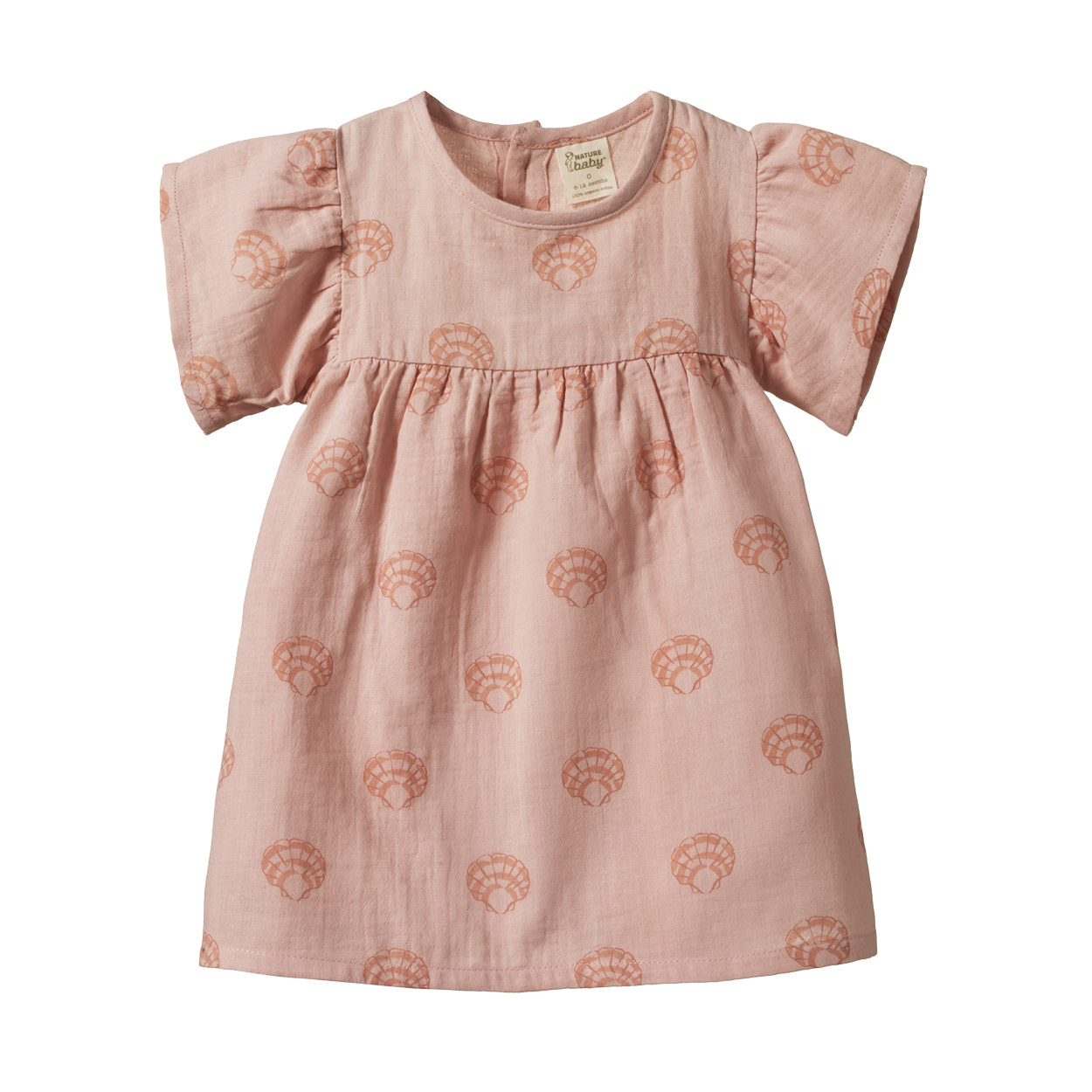 Nature Baby clementine Scallop shell dress in Rose dust print