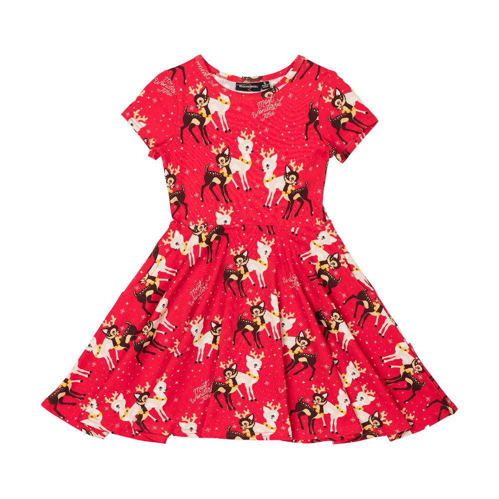 Rock Your Baby Comet and Cupid SS Waisted Dress in Red - Kid