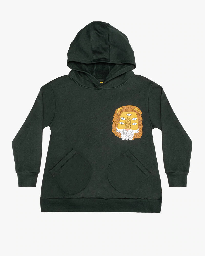 Band of boys mane man A-line fleece hood in green