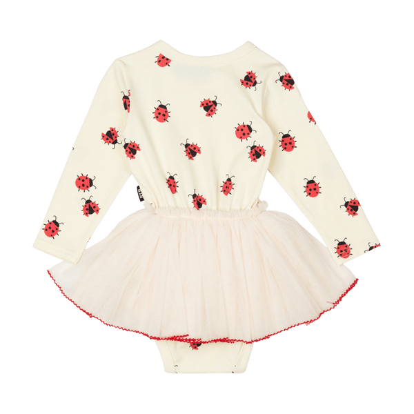 Rock Your Baby Ladybug Baby Long Sleeve Circus Dress in Cream