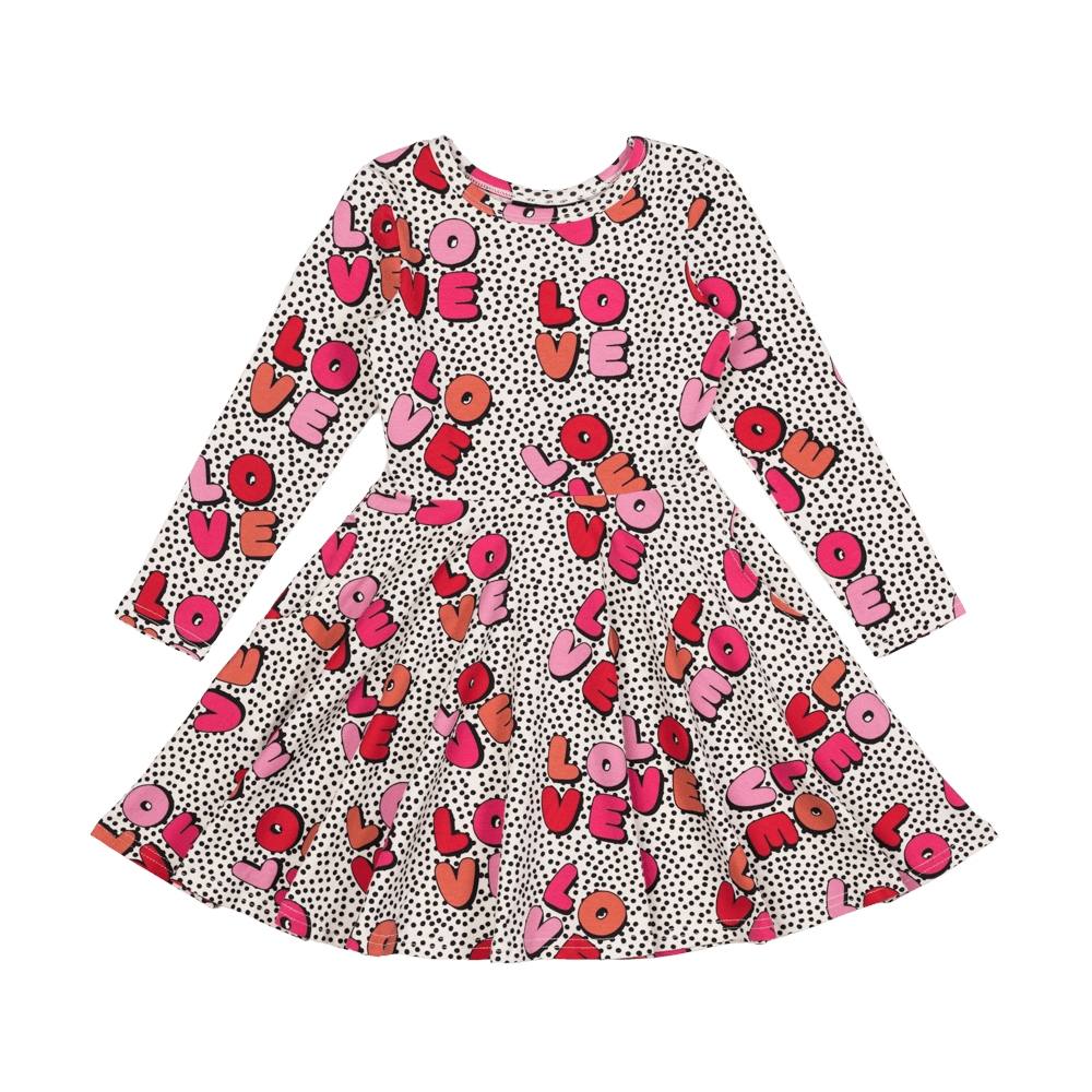 Rock your baby love LS waisted dress in multicolour