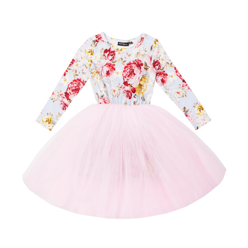 Rock your baby vintage floral LS flounce dress in multicolour