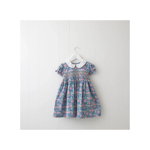 Smox Rox Bella smocked dress in pink and azure blue