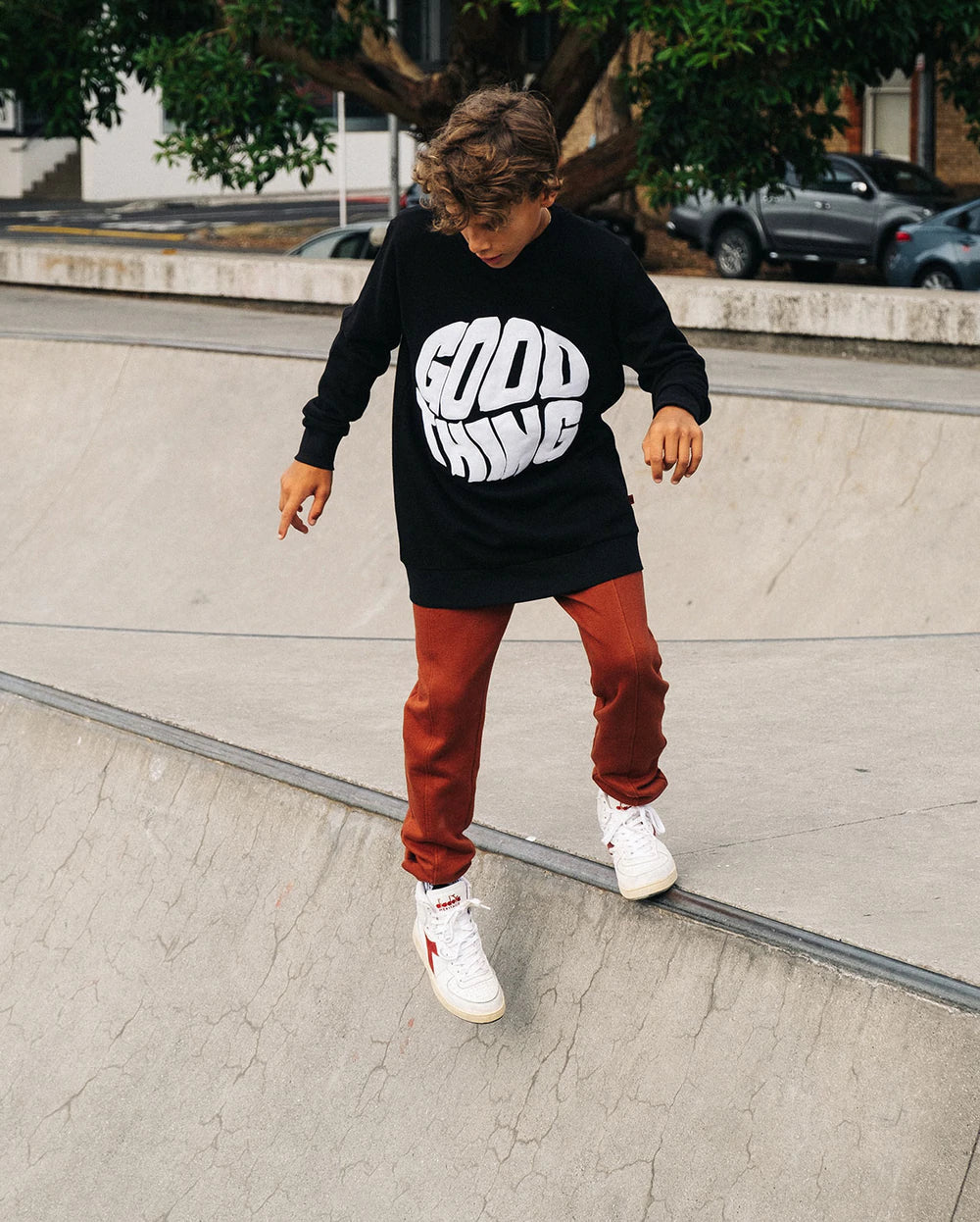 Band of Boys Bandits Good Thing Fleece Crew jumper in black