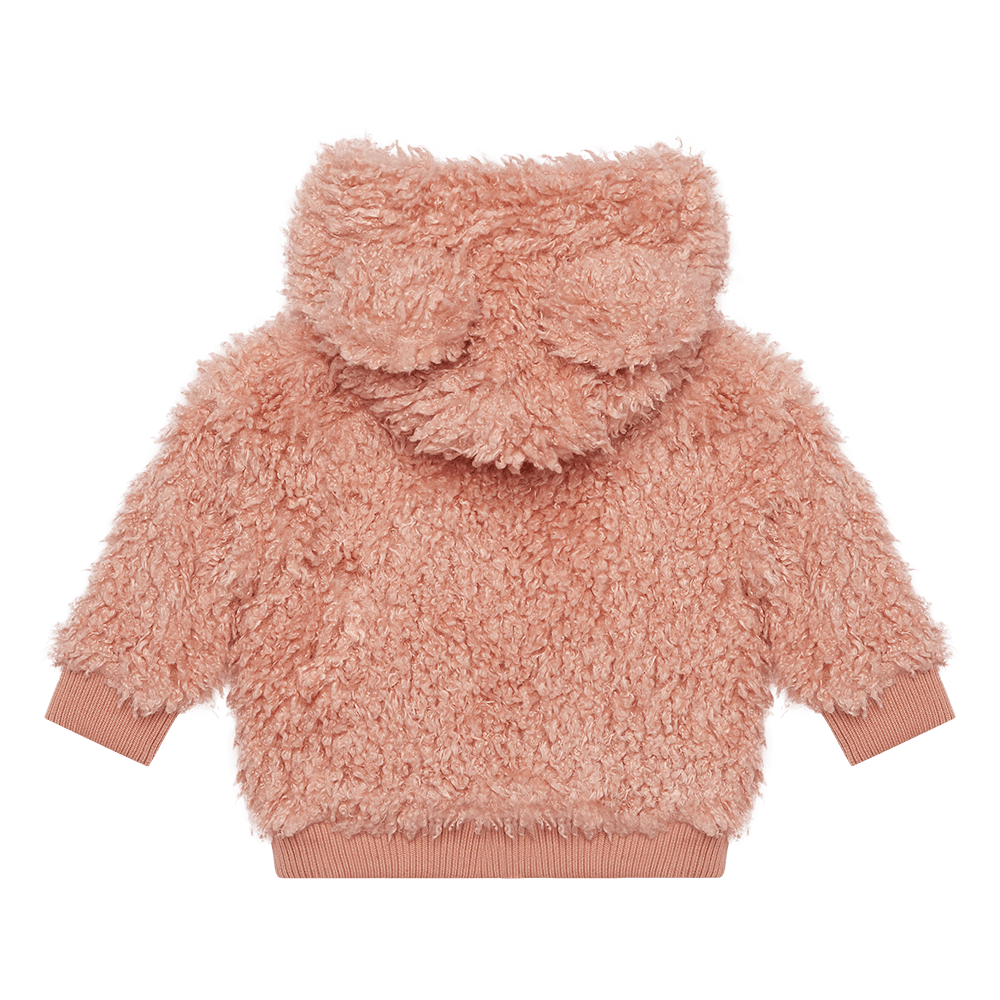 Rock Your Baby Pink Sherpa Baby Bear Hoodie in pink