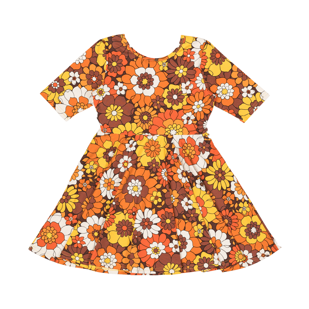 Rock Your Baby Aloha Marigold Waisted Dress in Yellow Floral