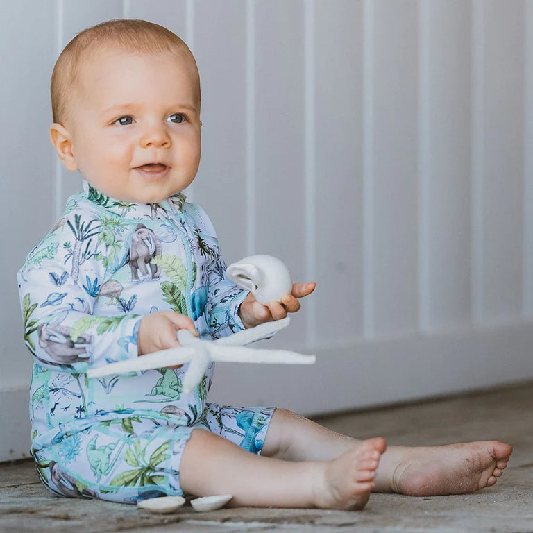 Rory Print LS Sunsuit with Aqua Nappy Rory Print LS Sunsuit with Aqua Nappy
