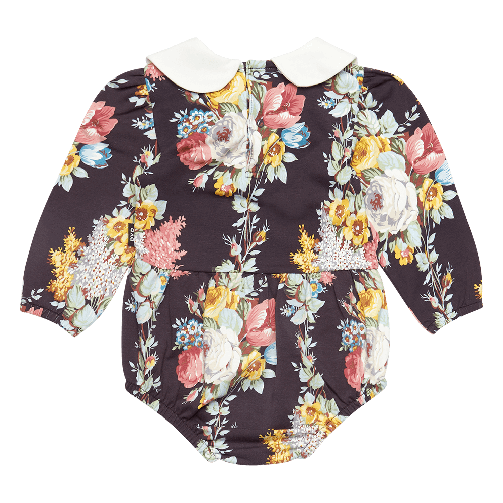 A back view of the Midnight Chintz Baby Romper by Rock Your Baby Product Code: BGB2098-MC