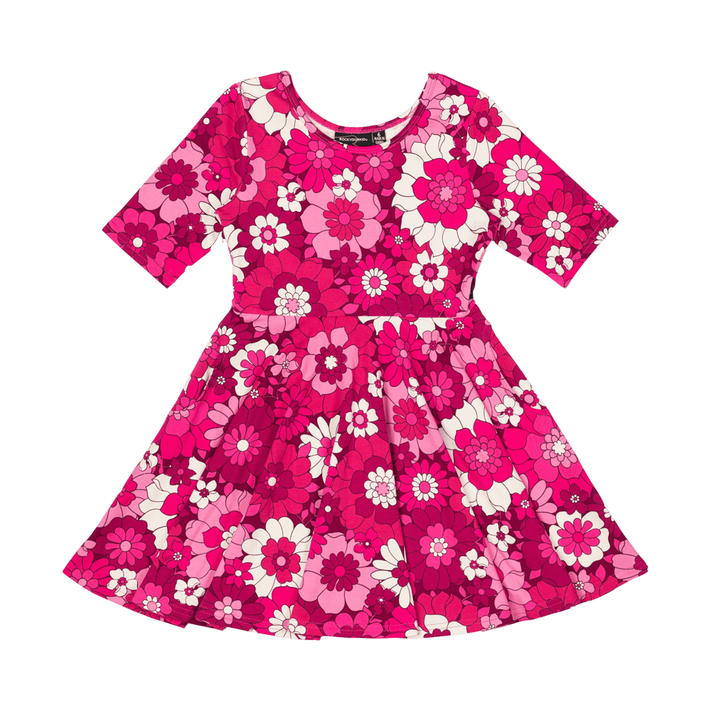 Rock Your Baby Aloha Fuchsia Waisted Dress in Pink