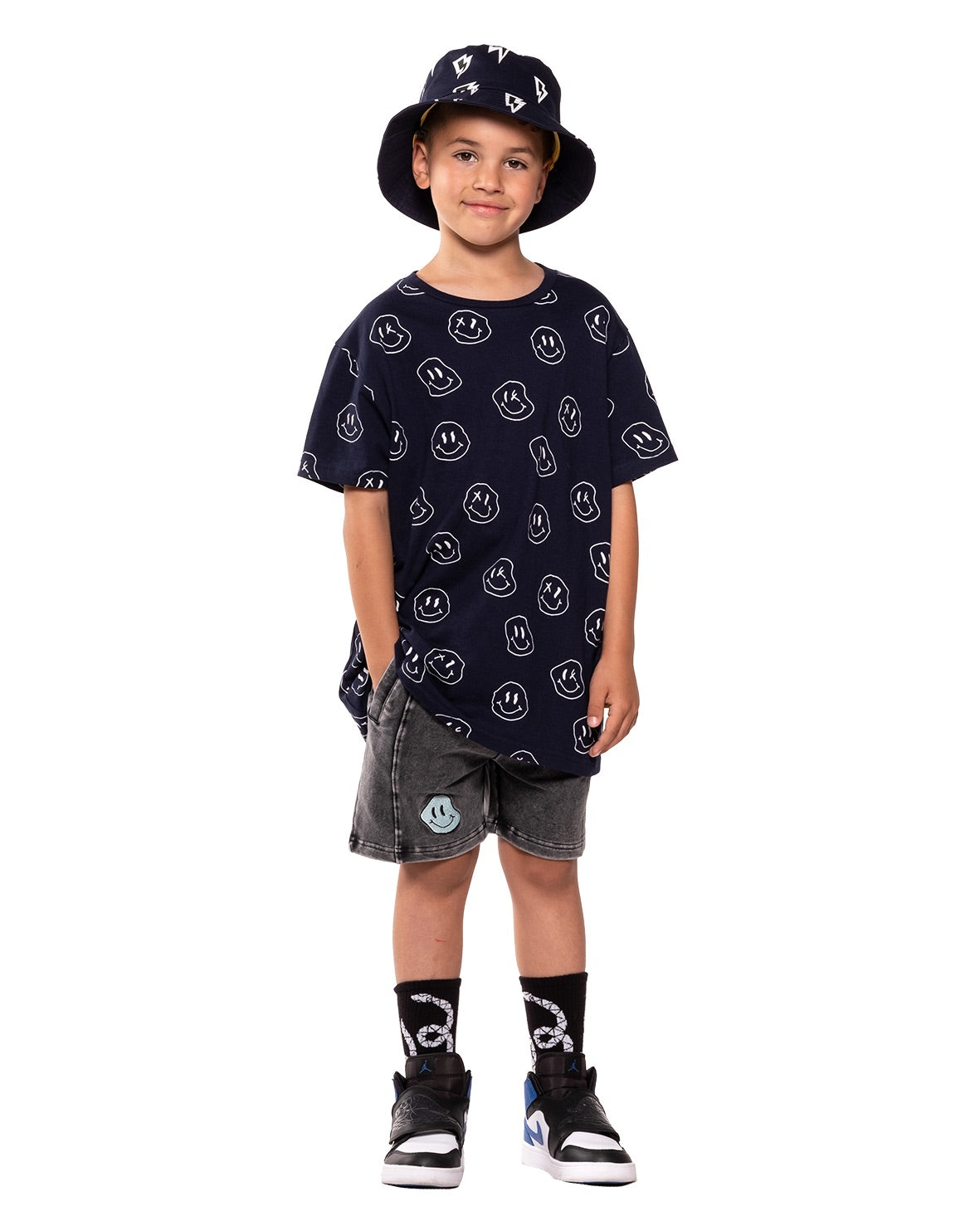 Band of Boys Shorts Happy Vintage Black Seam Front in black