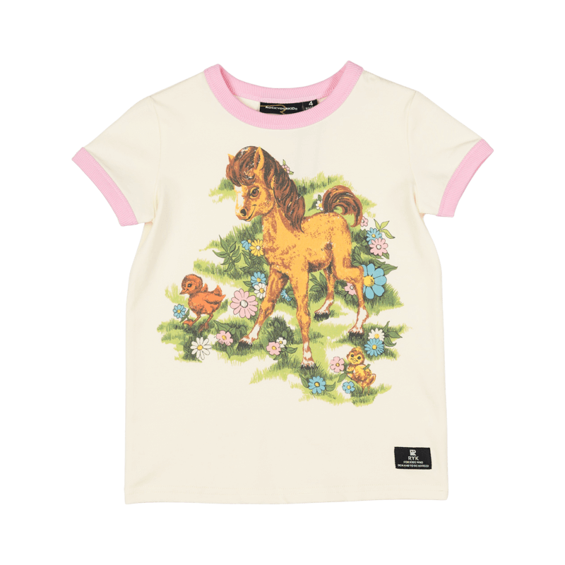 Rock your baby country life ss ringer t shirt in cream Kids of Eltham