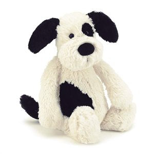 Jellycat Medium Bashful Black & Cream Puppy in Cream