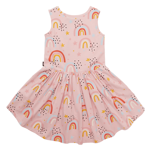 Rock Your Baby Sunshine and Rainbows drop waist dress in pink