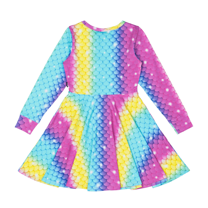 Rock Your Baby Splash Long Sleeve Waisted Dress in Multi