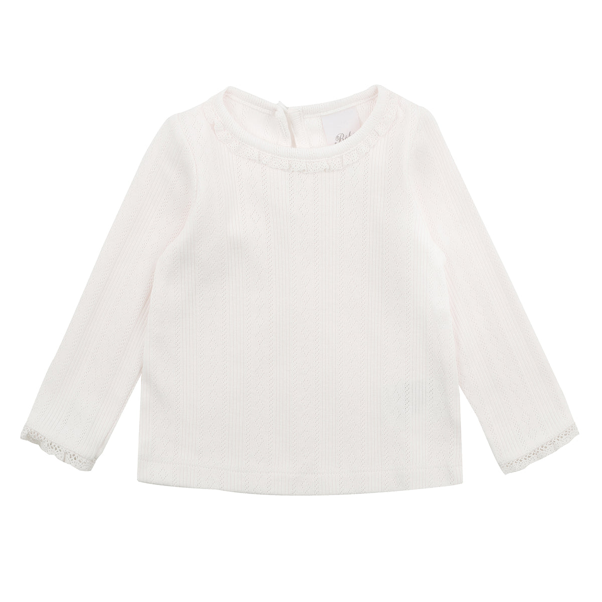 Bebe Freya cloud pointelle LS tee in cream