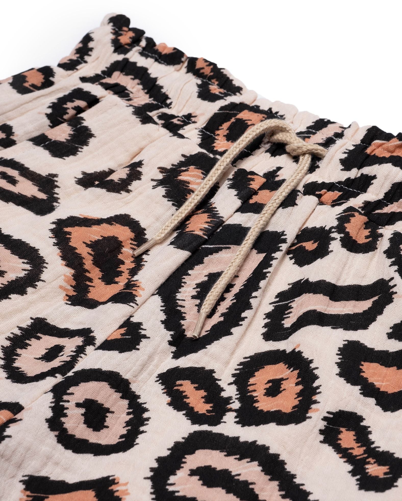 The girl club Digi leopard print raw edge shorts in cream