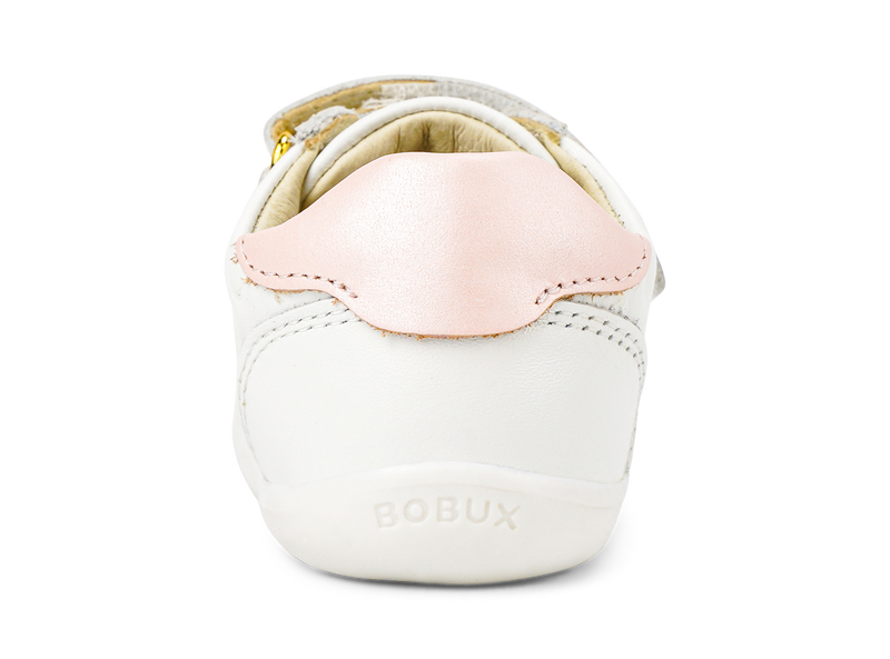 Bobux Step Up Sprite Embossed Sneaker in White and Seashell Pink