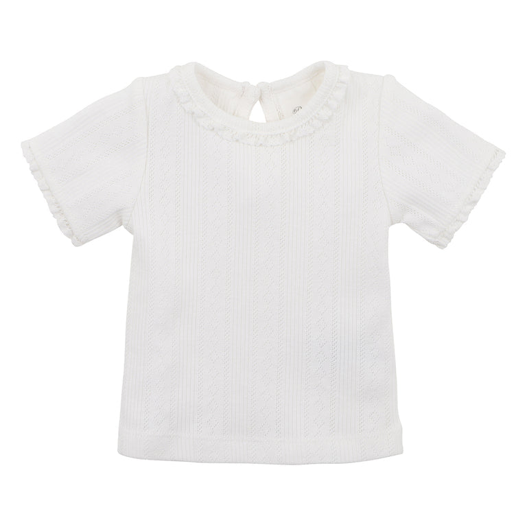 Bebe Pointelle ss t shirt cloud in off white