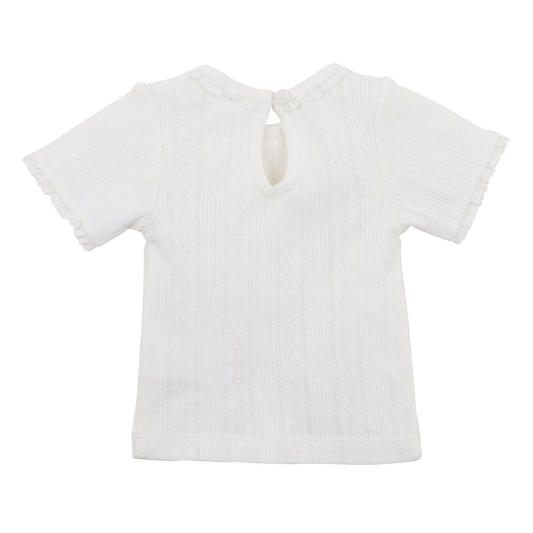 Bebe Pointelle ss t shirt cloud in off white
