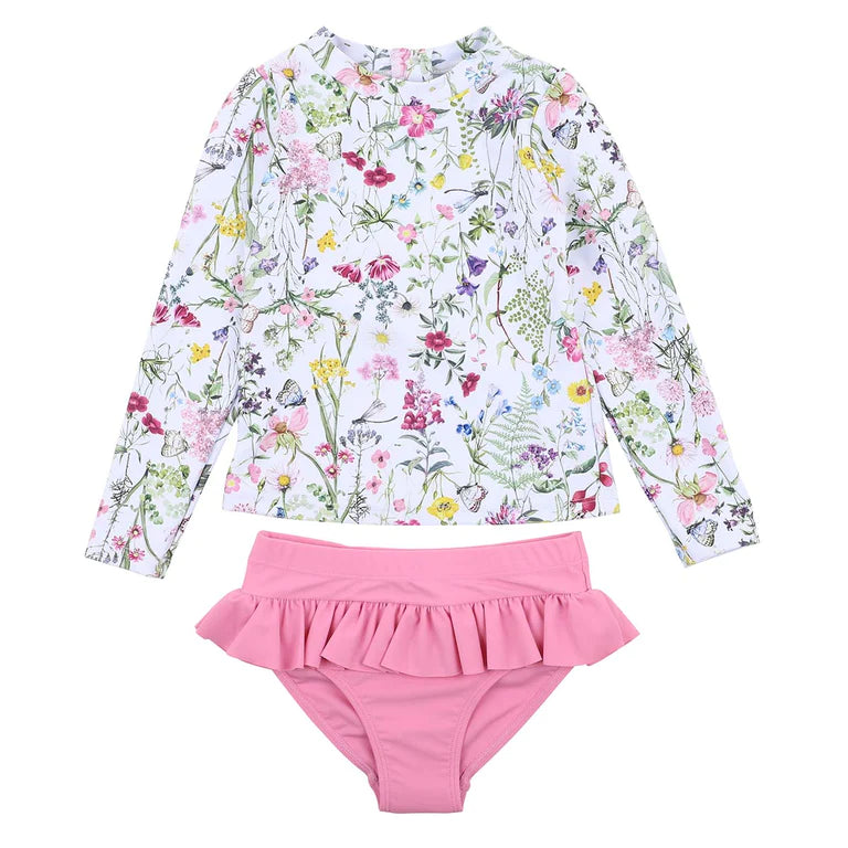 Minihaha Eden LS Rashie Set in Eden print white