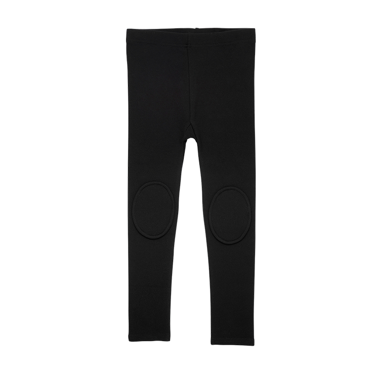 a front view rock your baby knee patch girls winter tights in black brushed cotton TGL205-BL