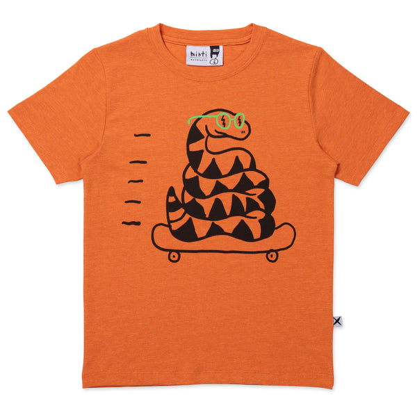 Minti Speedy Snake Tee Orange Marle in orange