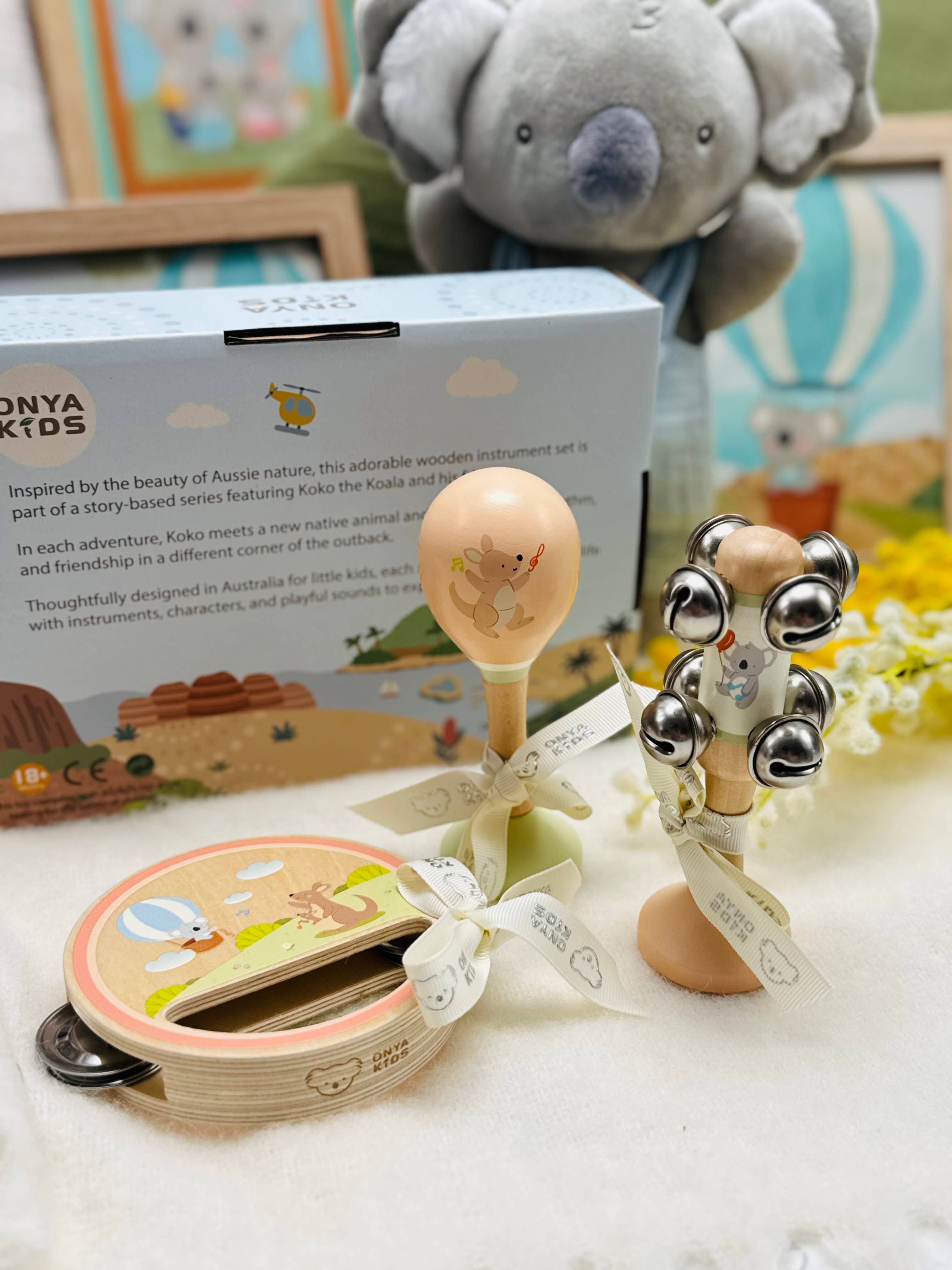 Onya Kids KoKo's Music Adventure Wooden Music 3 pcs Set