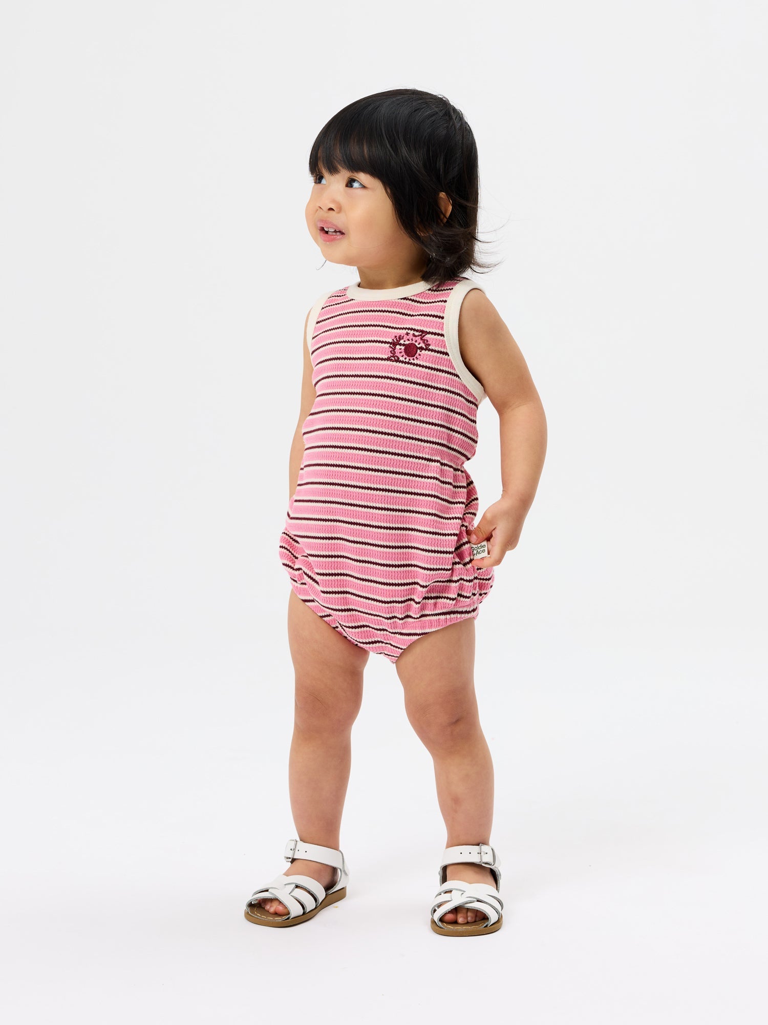 Goldie & Ace Waffle Bubble Romper Pink