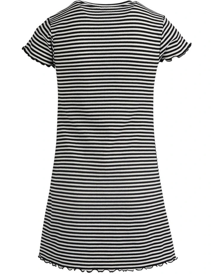 Eve Girl Frankie rib dress stripe in Black & White