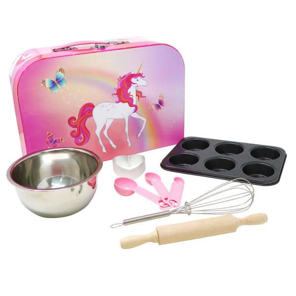 Pink Poppy Unicorn Butterfly 6 pc Kids Baking Set & Carry Case