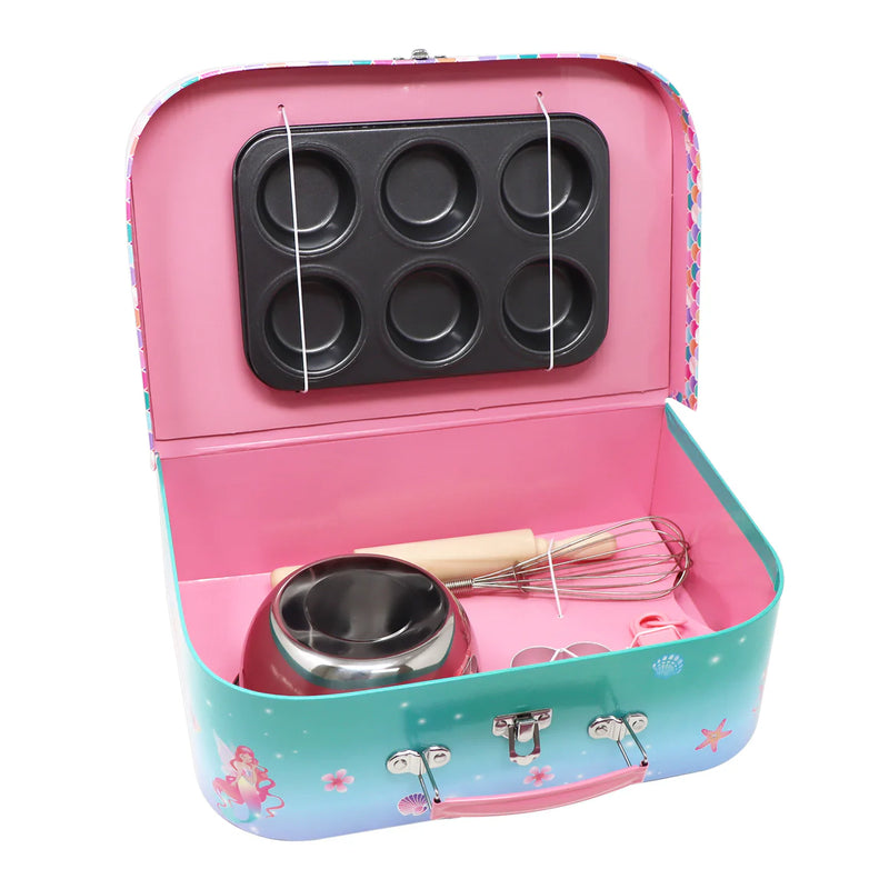 Pink Poppy Shimmering Mermaid 6 pc Kids Baking Set & Carry Case