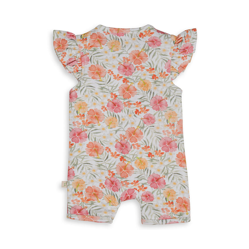 Tiny Twig cap sleeve zipsuit - hibiscus