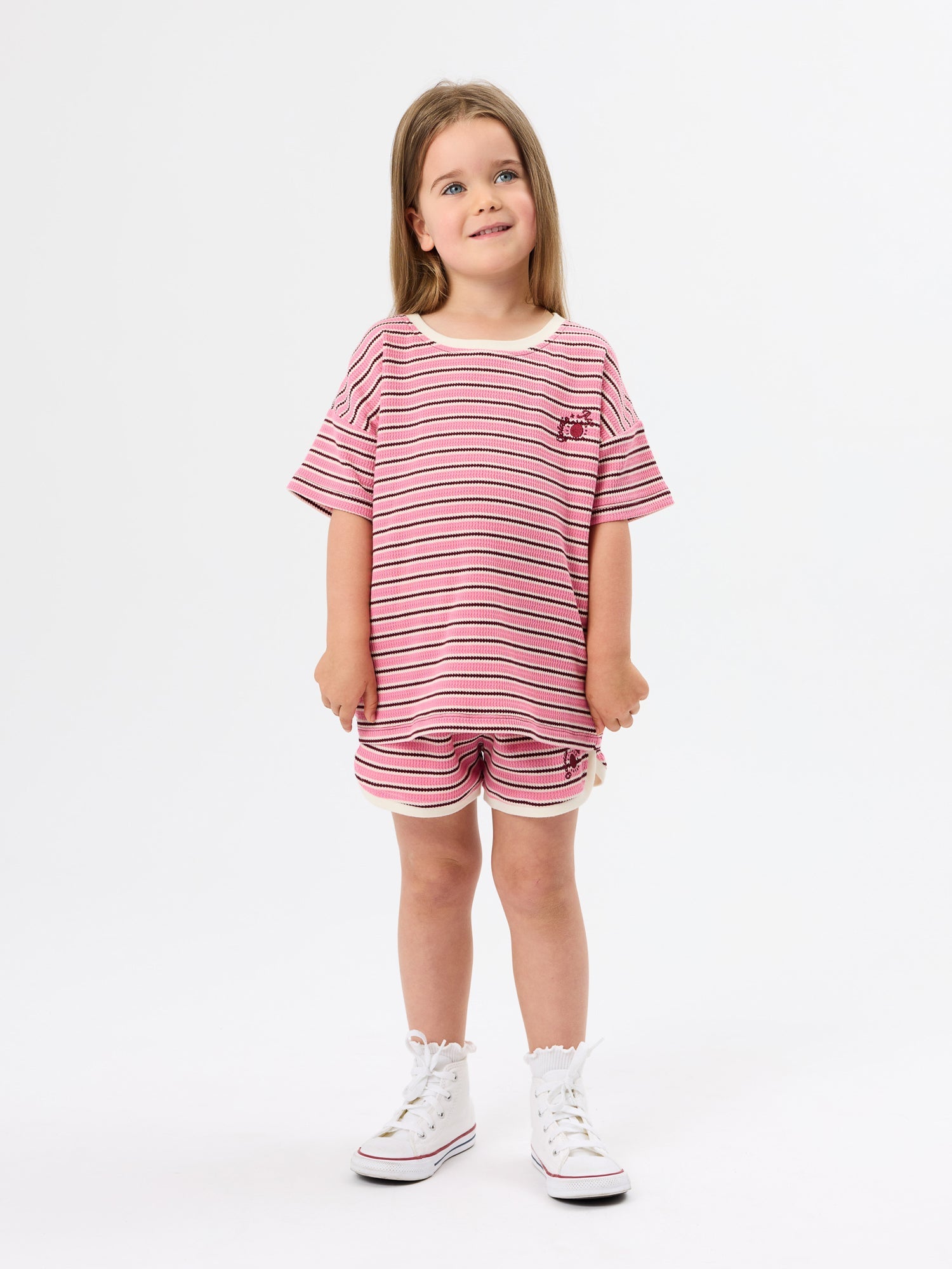 Goldie & Ace Waffle Stripe T-shirt in Pink