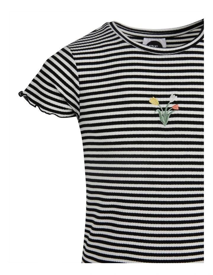 Eve Girl Frankie rib dress stripe in Black & White