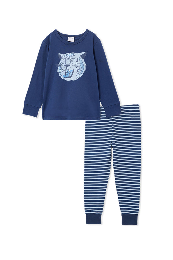 Milky Cheeky Tiger Long Sleeve Pyjamas Midnight Blue/Indigo Shadow in Multi