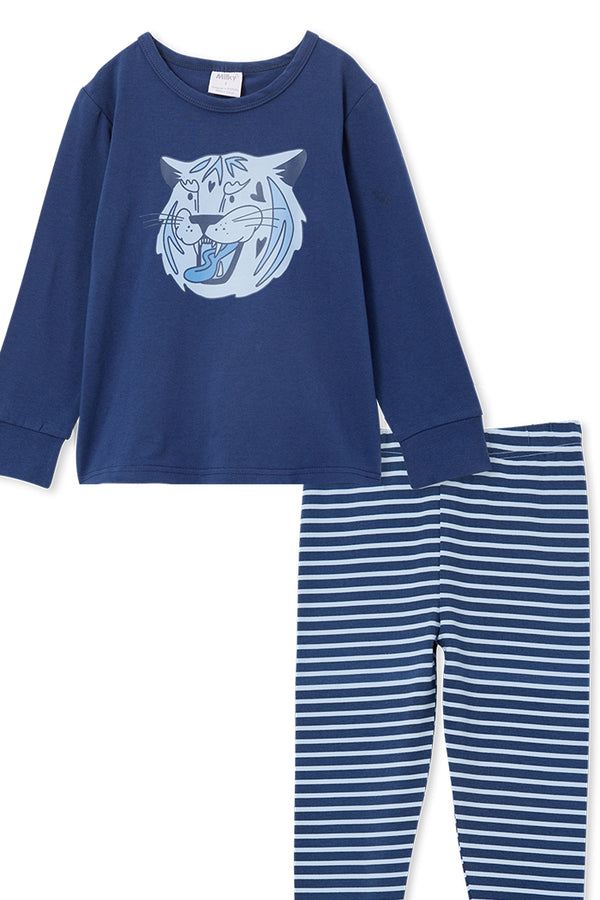 Milky Cheeky Tiger Long Sleeve Pyjamas Midnight Blue/Indigo Shadow in Multi
