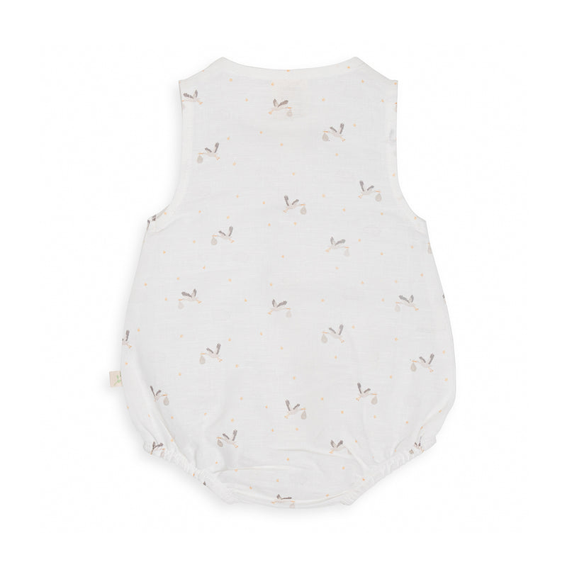 Tiny Twig bubble romper stork in neutral