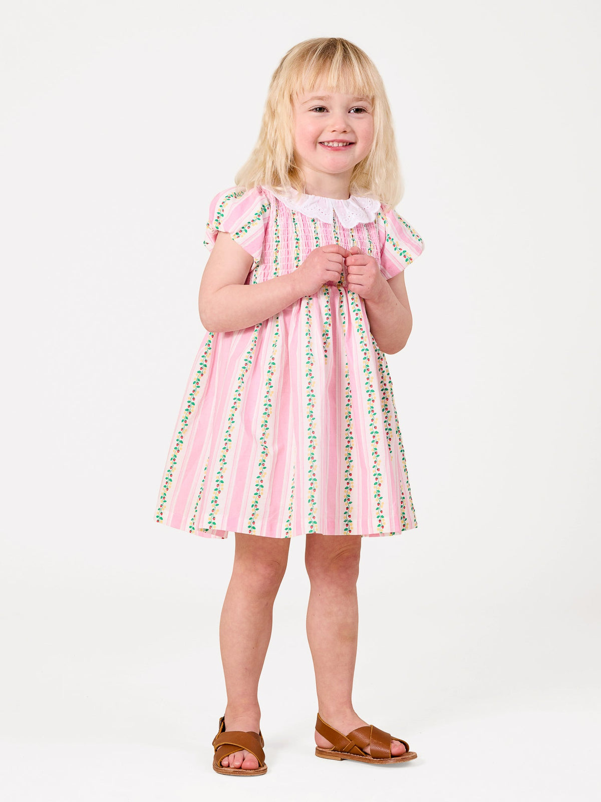 Goldie & Ace Antique Stripe Strawberry Flo Smocked Dress