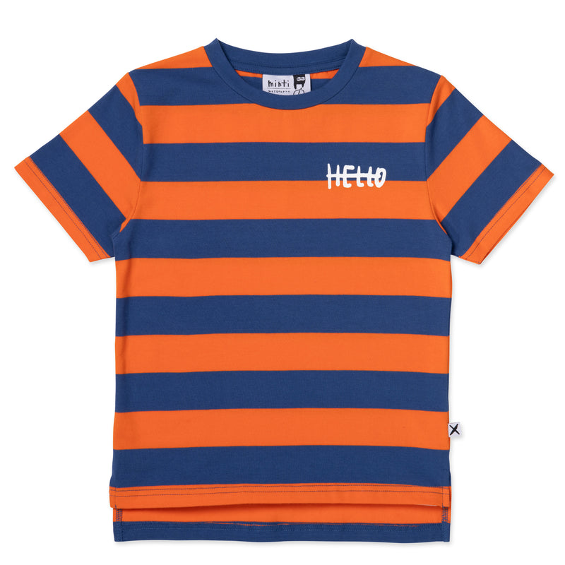 Minti Duo Tee Orange/Midnight Stripe in orange & blue