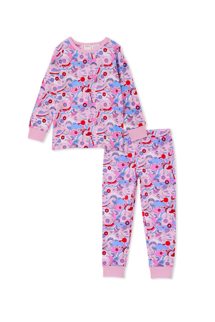 Milky Unicorn Long Sleeve Pyjamas Candy Pink in Multi