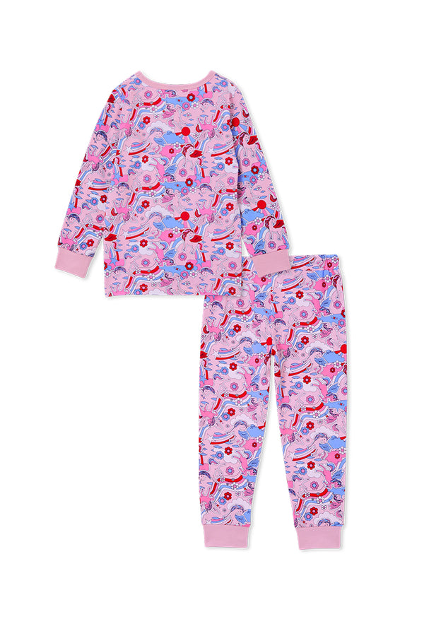 Milky Unicorn Long Sleeve Pyjamas Candy Pink in Multi