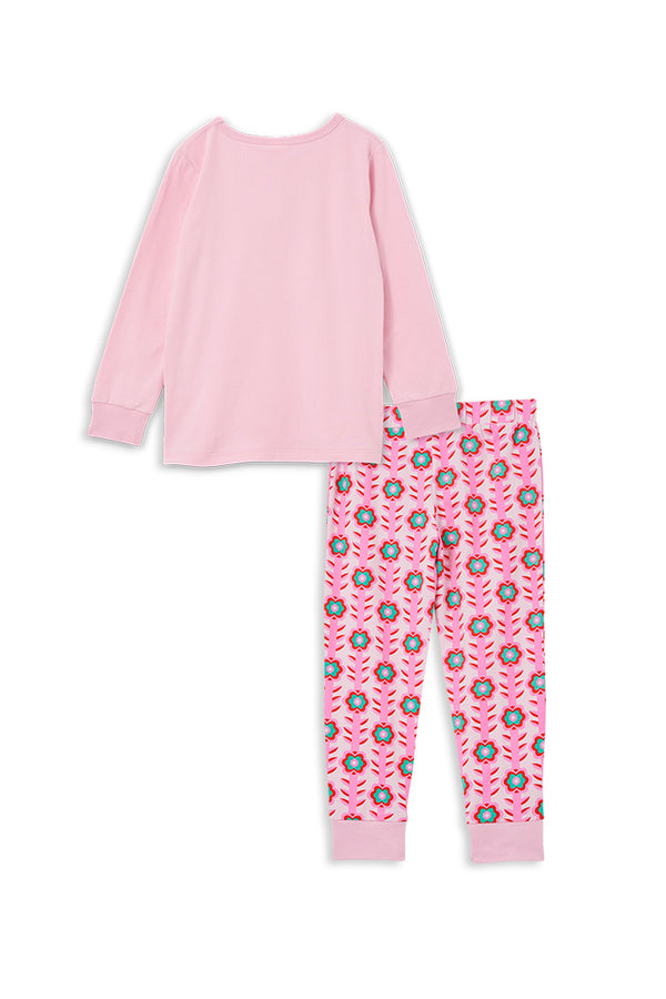 Milky Bunny Long Sleeve Pyjamas Powder Pink in Multi