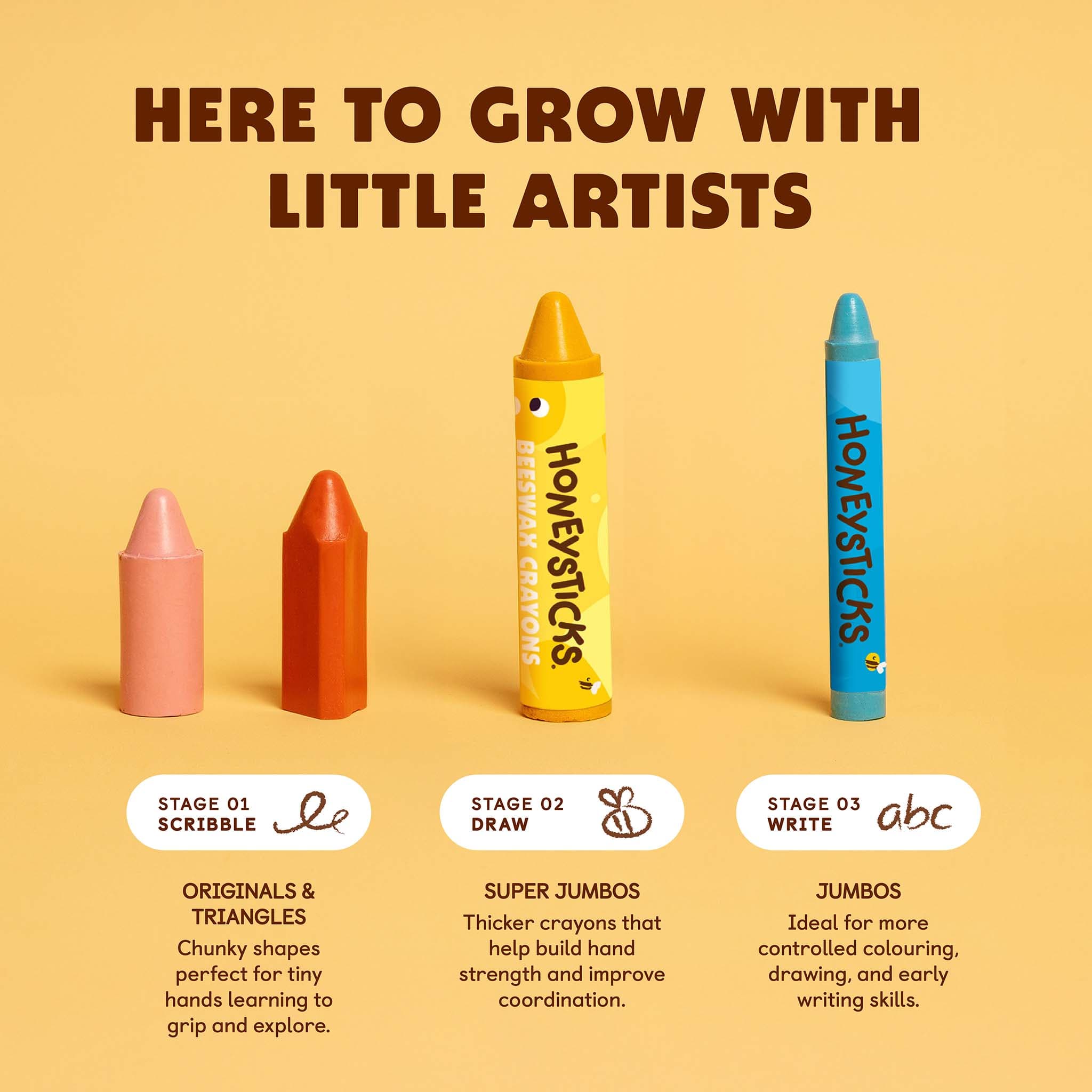 Honeysticks Beeswax Crayons Jumbos 12pk