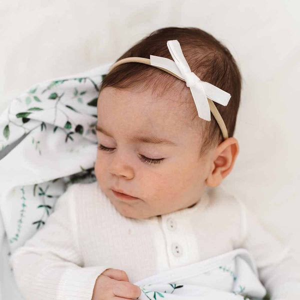 Snuggle Honey White Velvet Bow