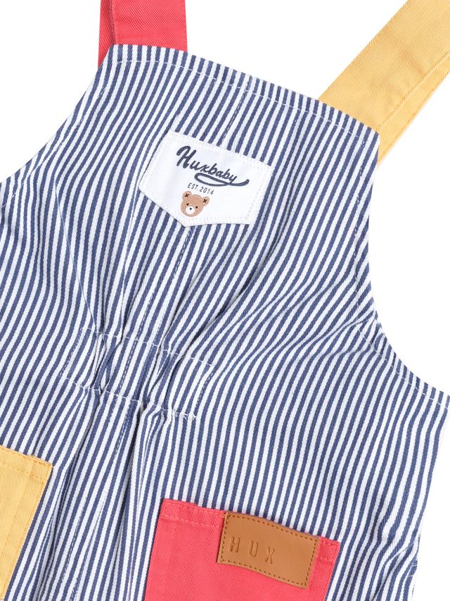 Huxbaby classic stripe short overalls