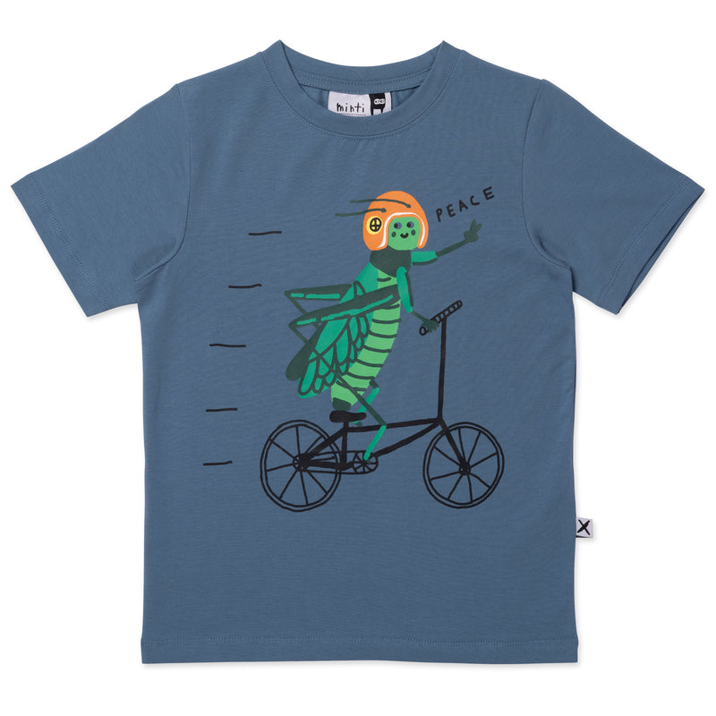 Minti Cycling Cricket Tee Steel in blue