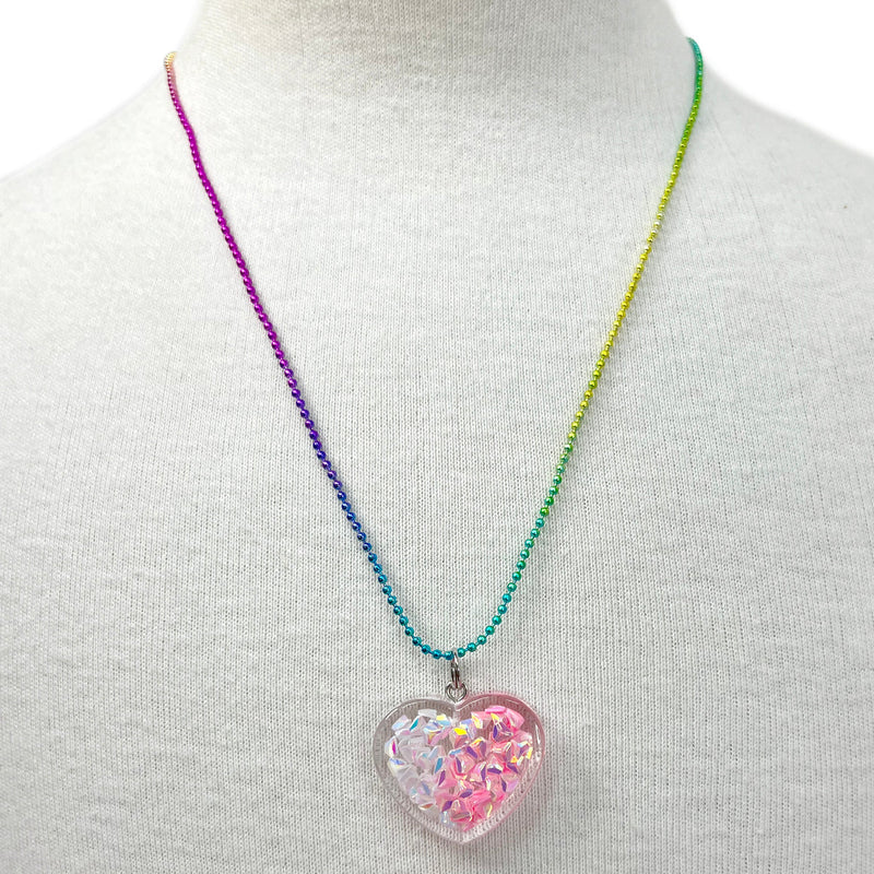 Pink Poppy Mermaid Heart Necklace