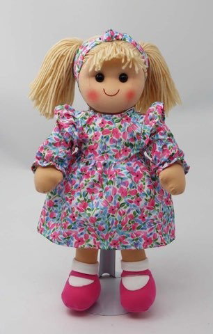 Hopscotch Holly Doll - Blue & Pink Floral Frill Dress