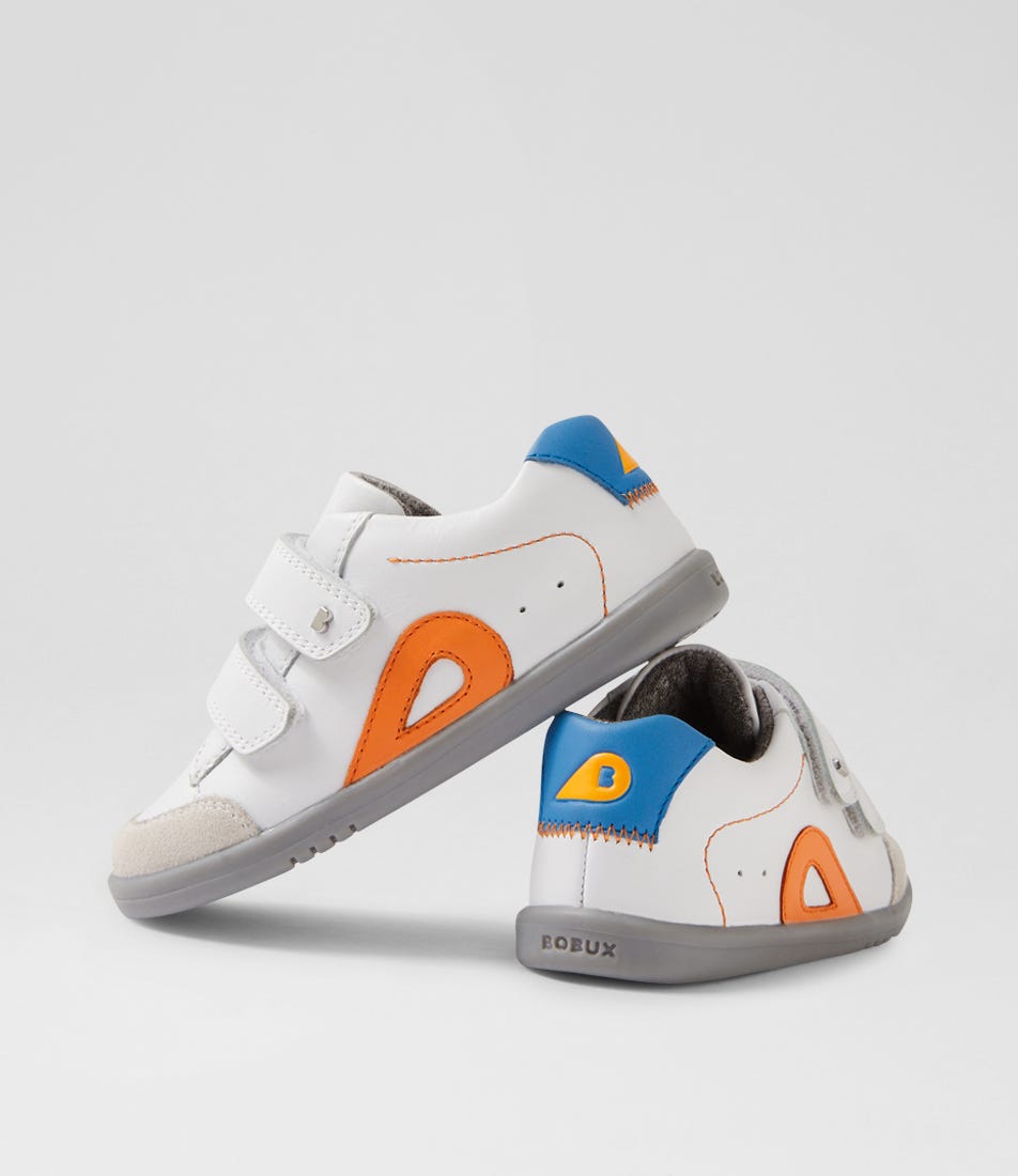 Bobux IW Blaze White Azure Leather Suede Sneakers